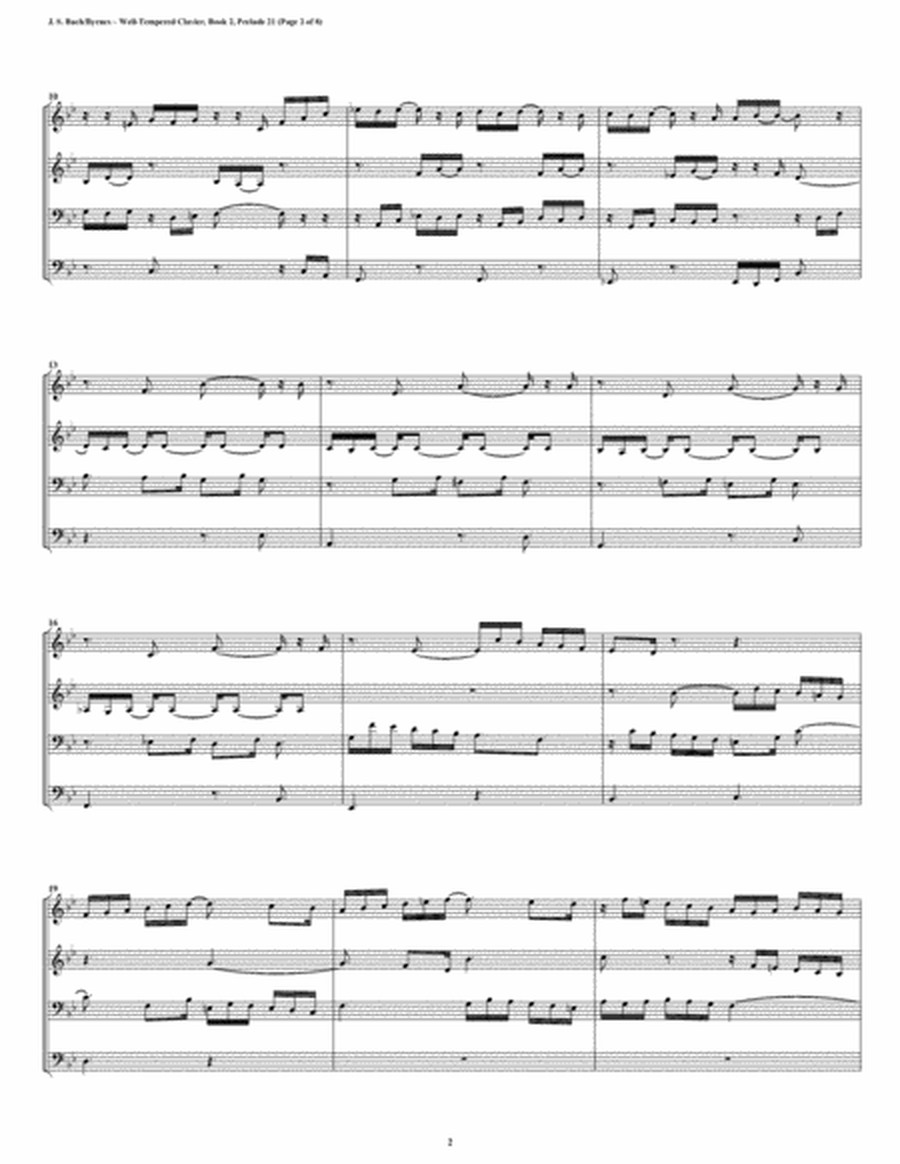Prelude 21 from Well-Tempered Clavier, Book 2 (String Quartet) image number null