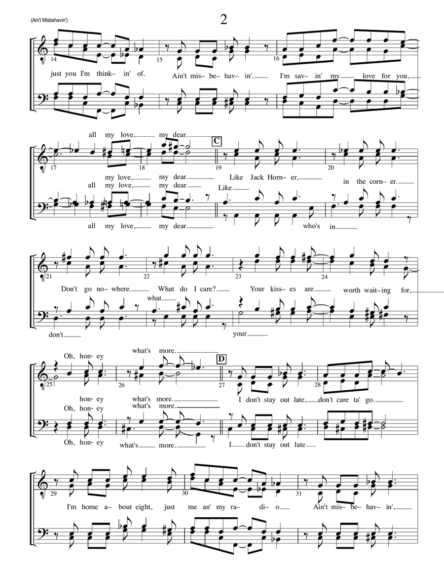Ain't Misbehavin' TTBB scores gallery preview page 2