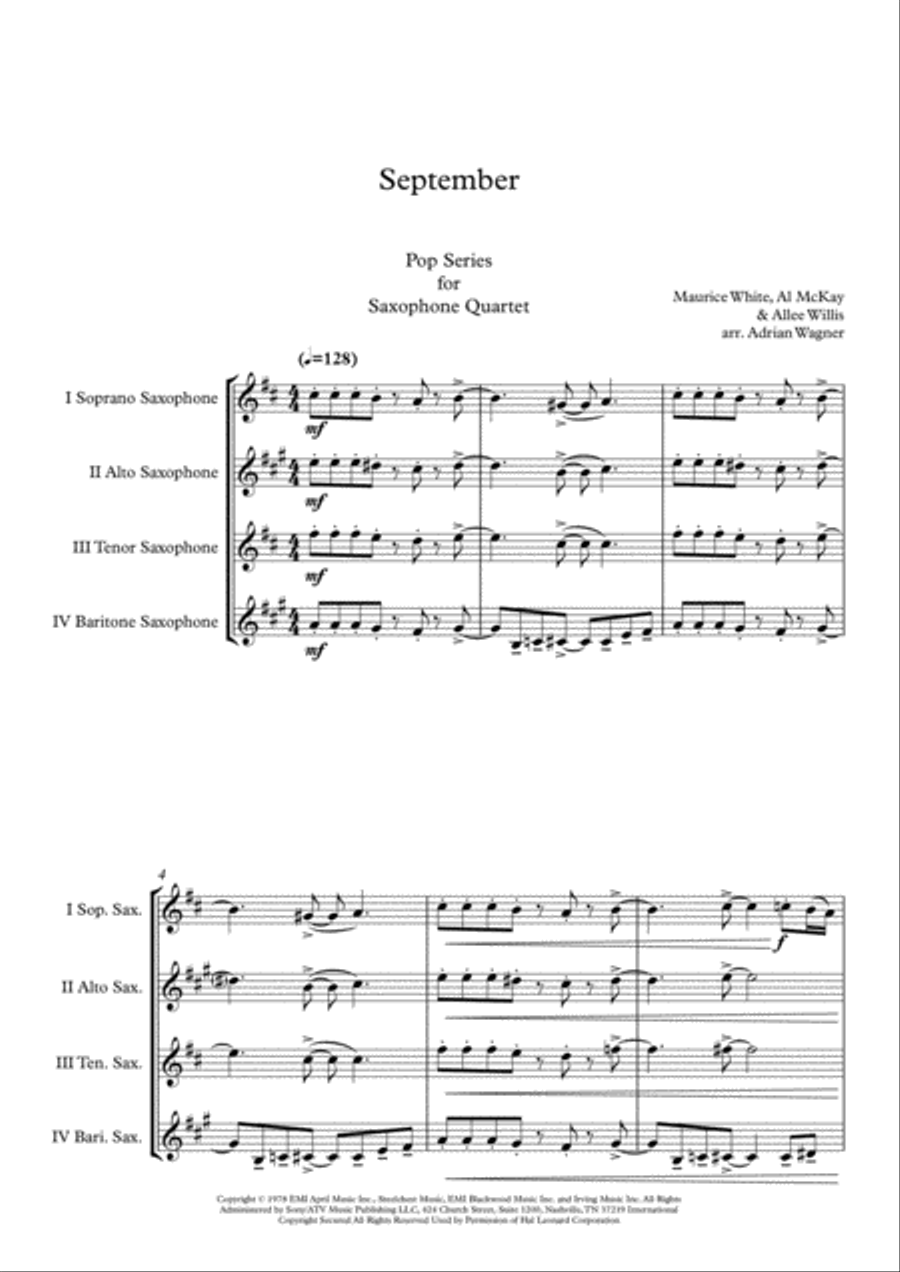 September September Saxophone Quartet scores gallery preview page 3
