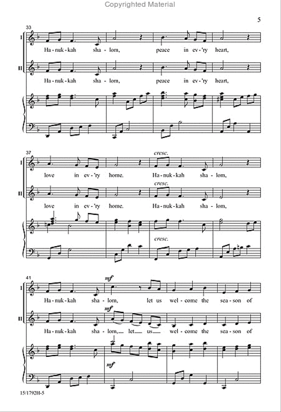 Hanukkah Shalom 2-Part scores gallery preview page 5