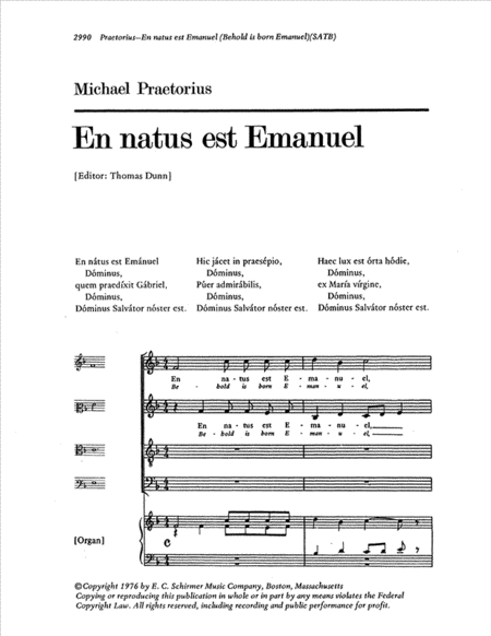 En natus est Emanuel (Behold is born Emanuel)