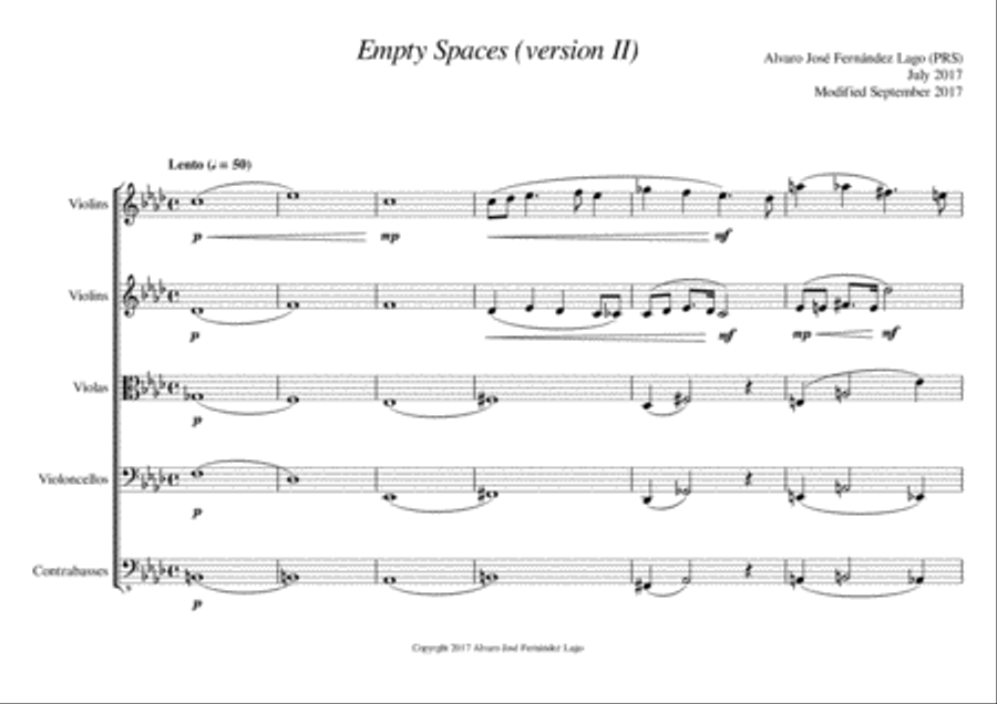 Empty Spaces (version II) String Orchestra scores gallery preview page 1
