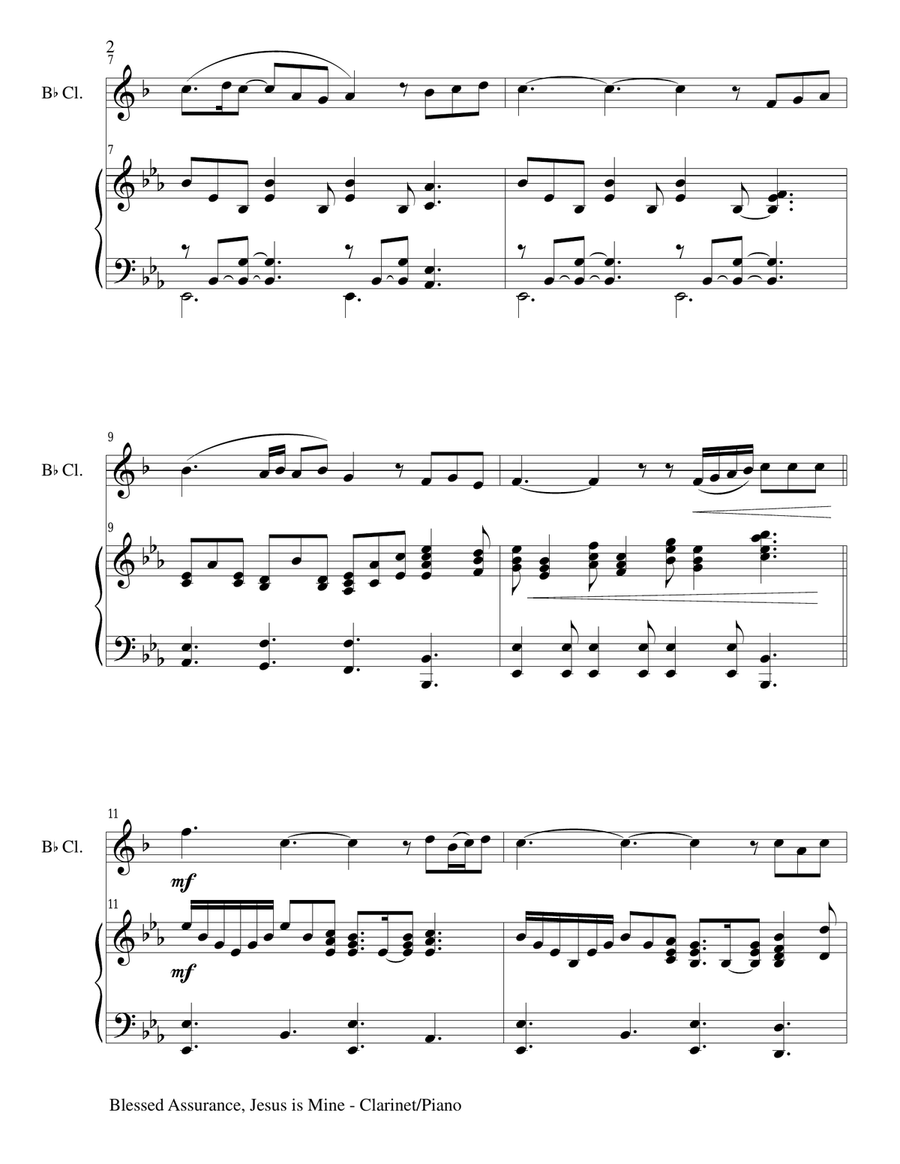 BLESSED ASSURANCE (Bb Clarinet/Piano and Clarinet Part) B-Flat Clarinet scores gallery preview page 2