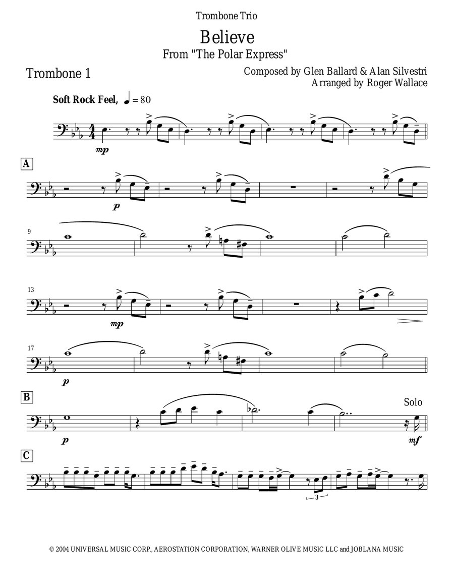 Believe Trombone Trio scores gallery preview page 5