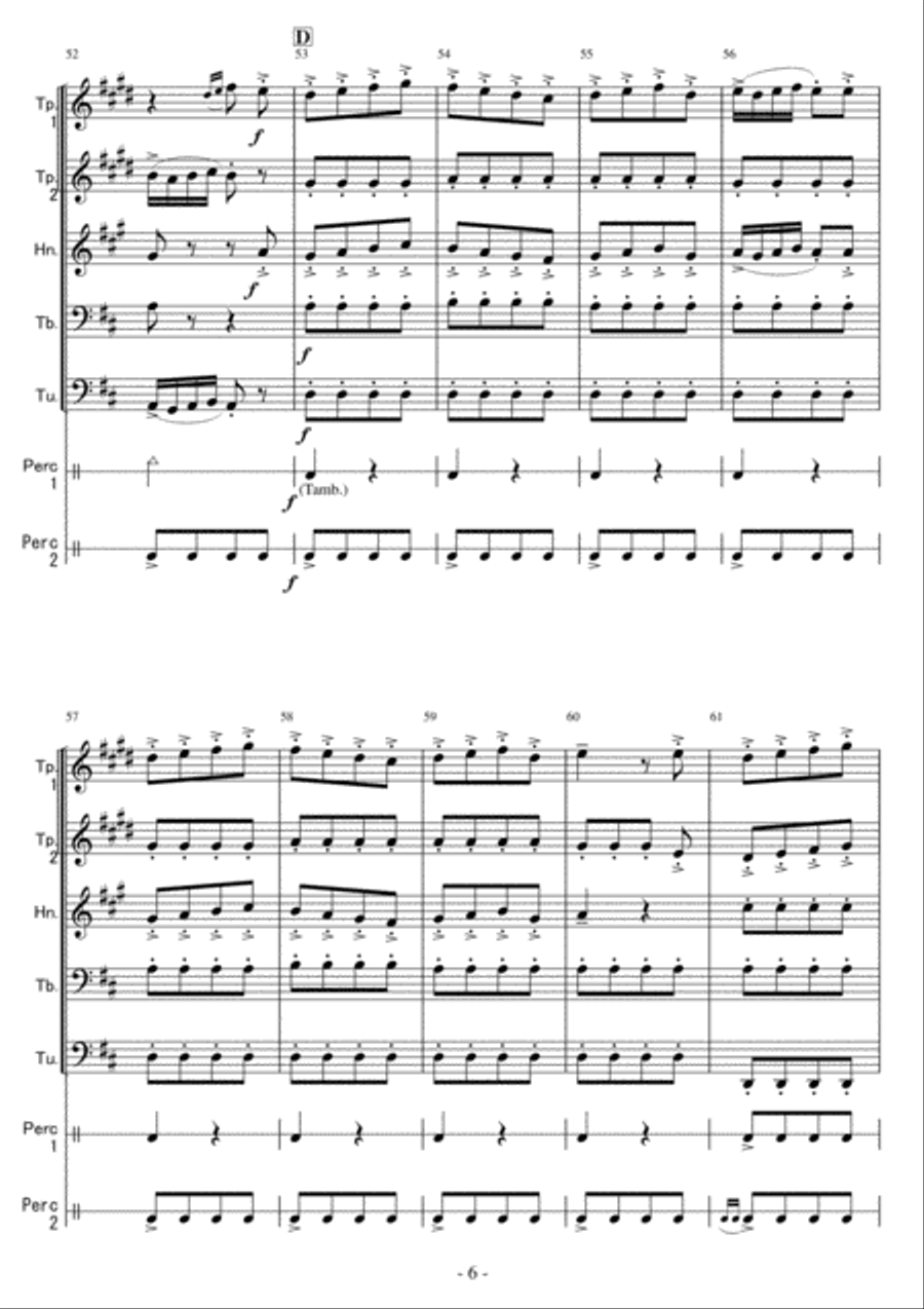 < Brass Quintet and Percussion > Farandole from L'Arleslenne Suite No.2 Percussion Ensemble scores gallery preview page 6