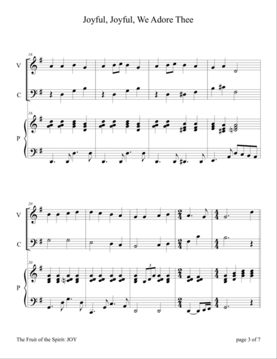 Joyful, Joyful, We Adore Thee (Violin and Cello Duet with Piano Accompaniment) Piano Trio scores gallery preview page 6
