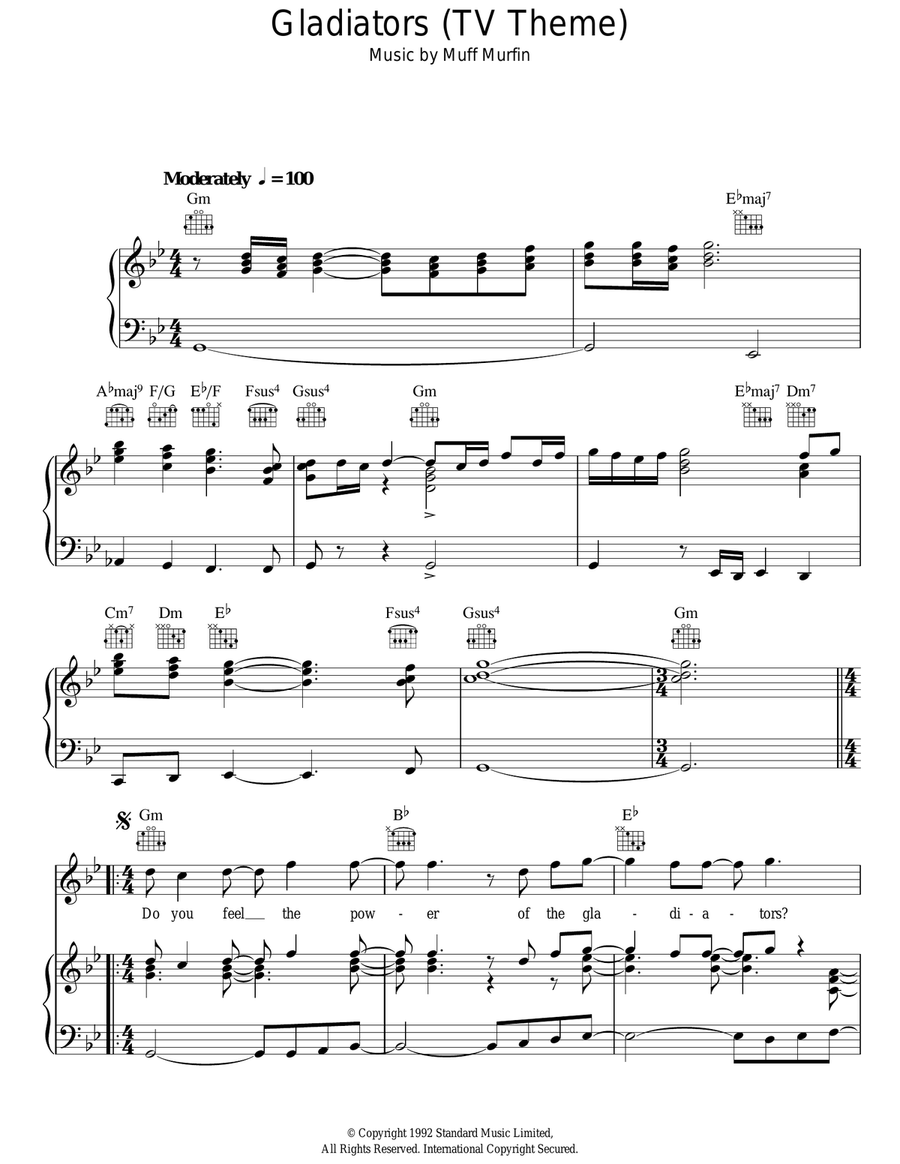 Gladiators (TV Theme) Guitar scores gallery preview page 1
