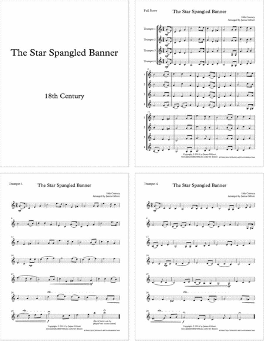 Star Spangled Banner (National Anthem) Brass Ensemble scores gallery preview page 1