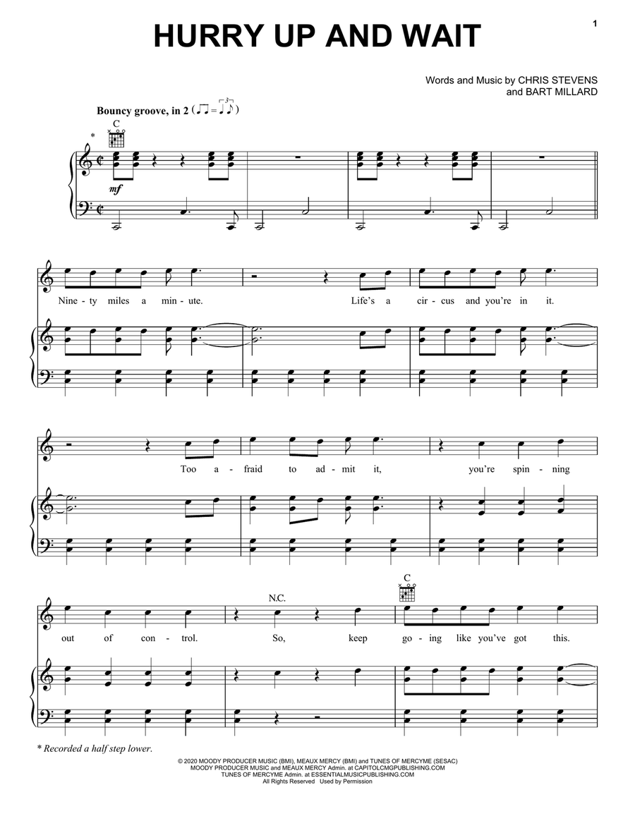 Hurry Up And Wait Piano, Vocal, Guitar scores gallery preview page 1