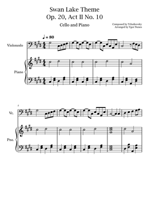 Swan Lake Theme - Tchaikovsky - Cello and Piano