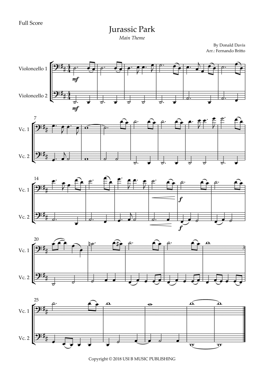 Jurassic Park Iii String Duet scores gallery preview page 1