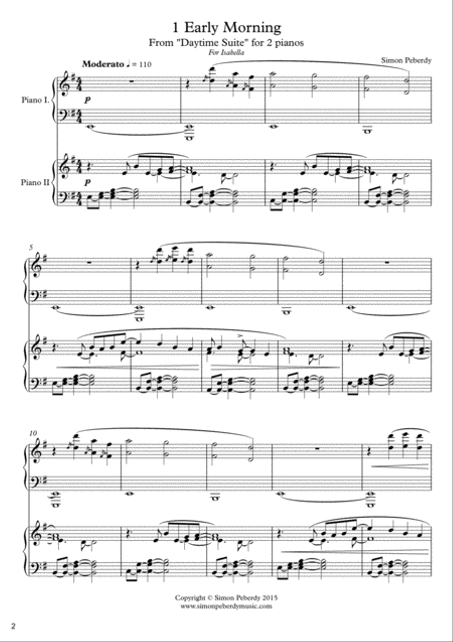 Daytime Suite for 2 pianos, 4 hands by Simon Peberdy 2 Pianos, 4-Hands scores gallery preview page 2
