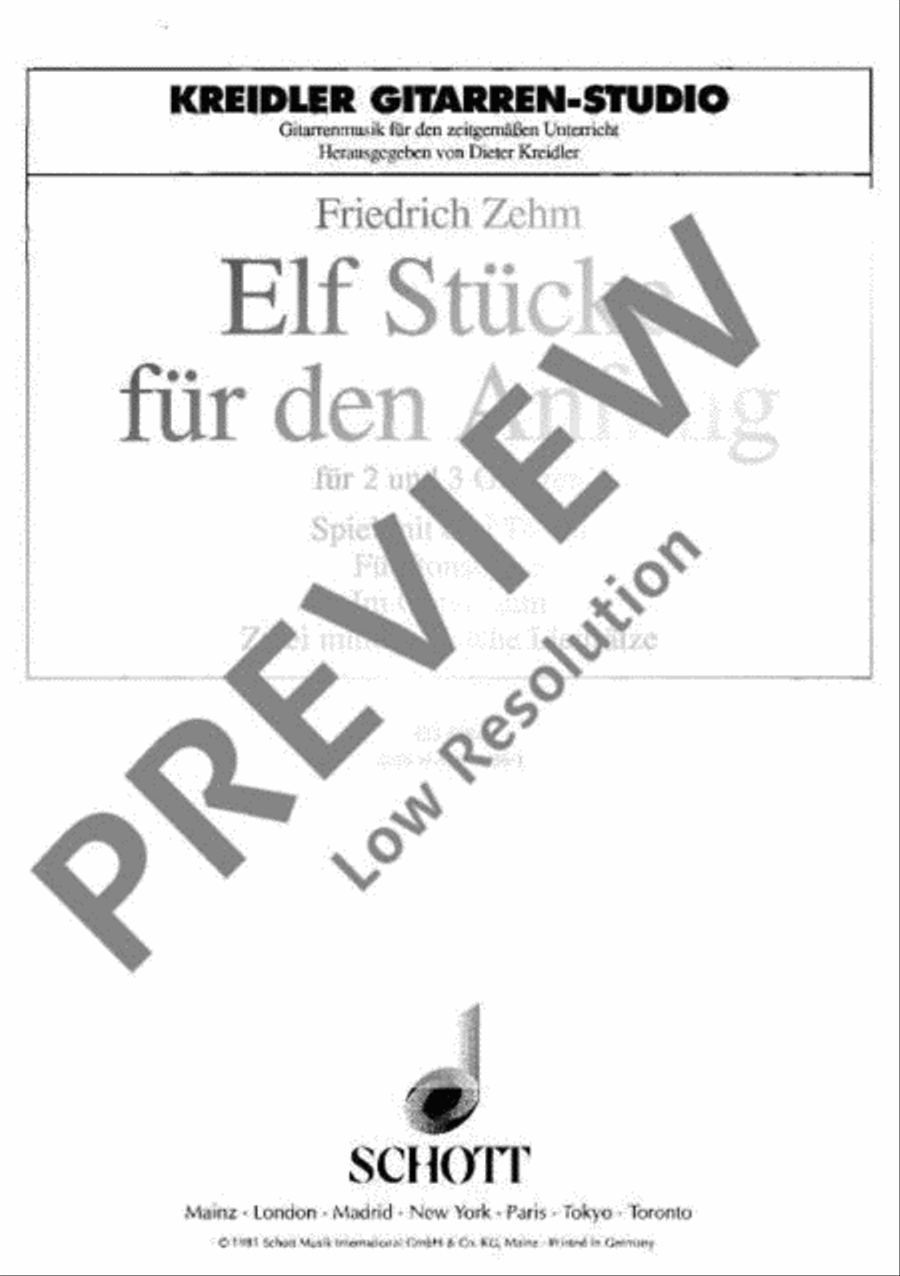 Elf Stücke für den Anfang Guitar Ensemble scores gallery preview page 2