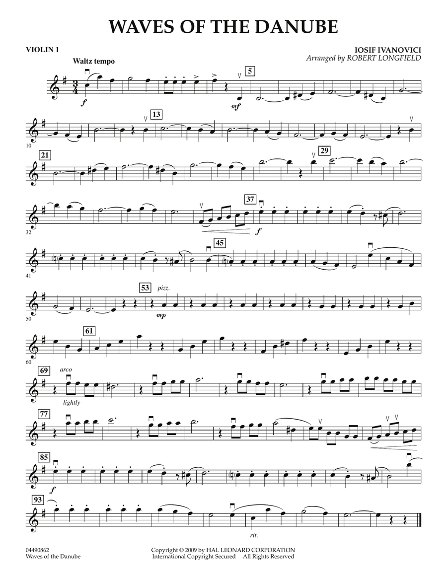 Waves of the Danube - Violin 1 Orchestra scores gallery preview page 1