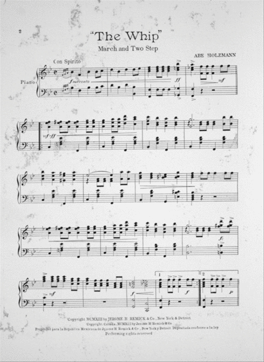 The Whip. March and Two-Step Piano Solo scores gallery preview page 2