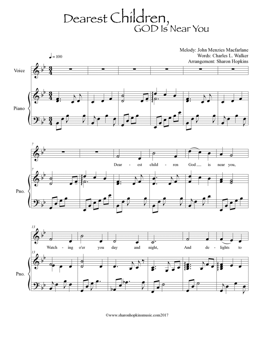 Dearest Children, God Is Near You Voice scores gallery preview page 1