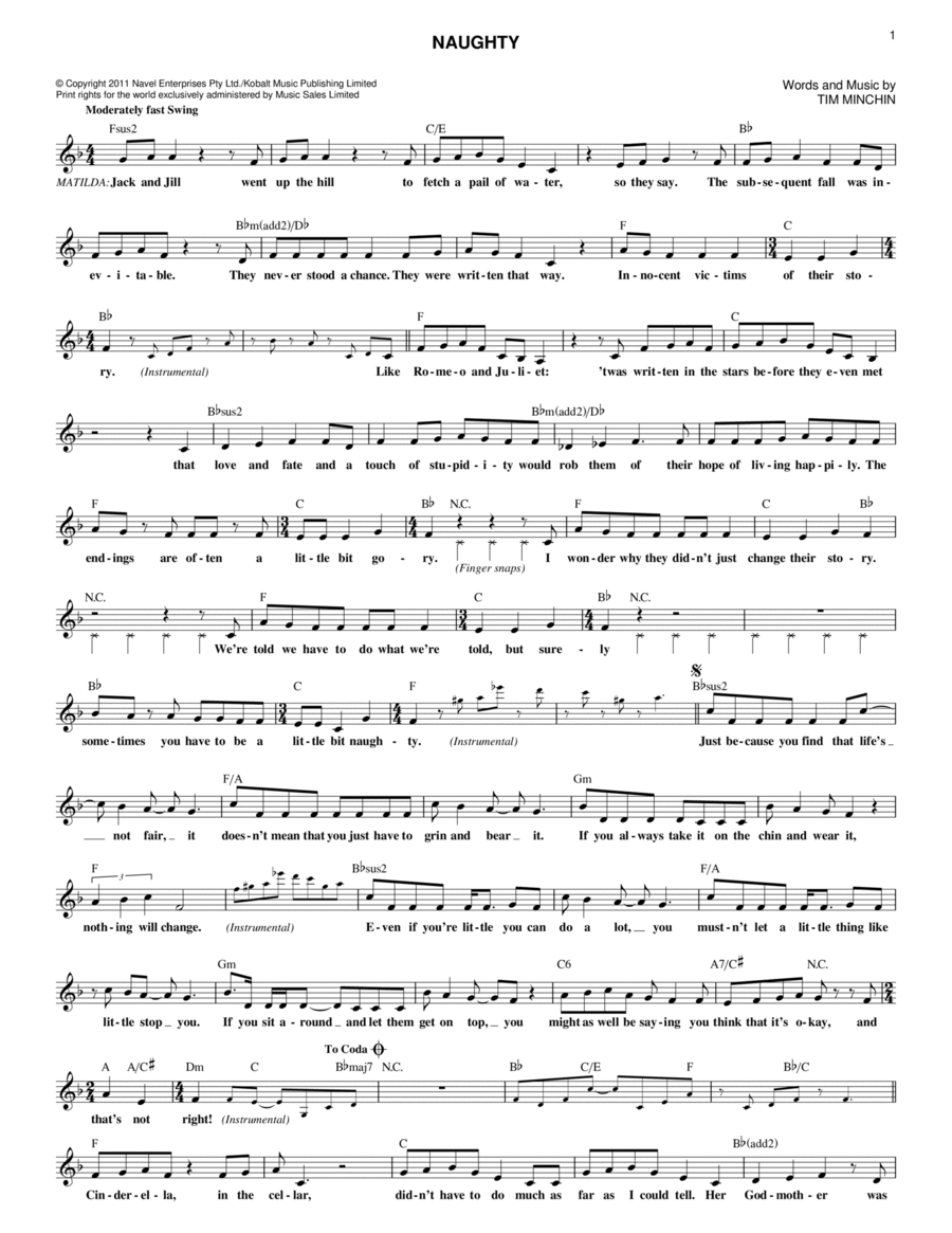 Naughty Naughty Piano scores gallery preview page 1