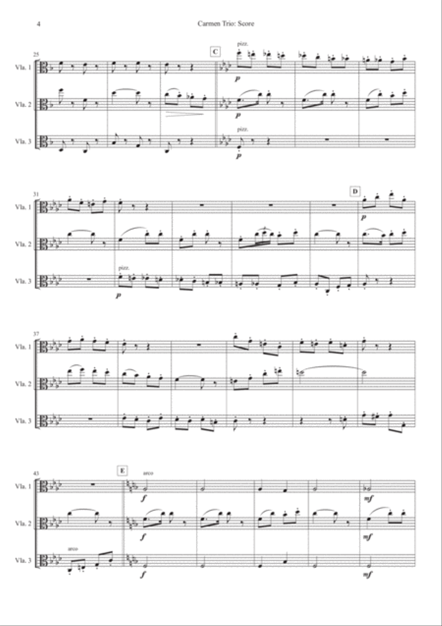 Carmen: 2 Pieces for Viola Trio String Trio scores gallery preview page 4