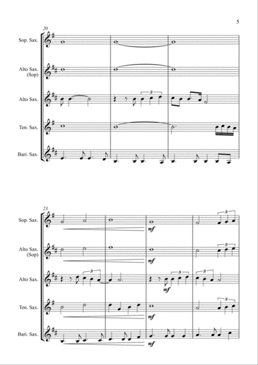 Final Countdown Saxophone Quartet scores gallery preview page 5