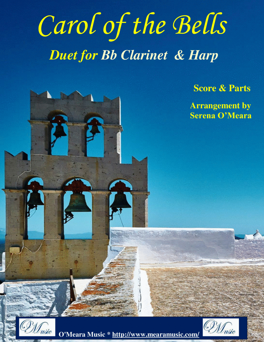 Carol of the Bells, Duet for Bb Clarinet and Pedal Harp B-Flat Clarinet scores gallery preview page 1