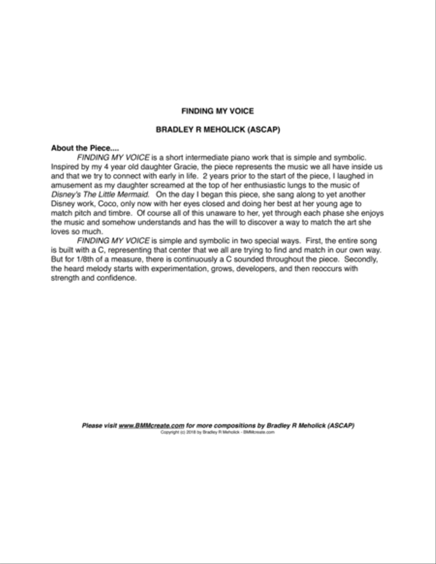 Finding My Voice Piano Solo scores gallery preview page 2