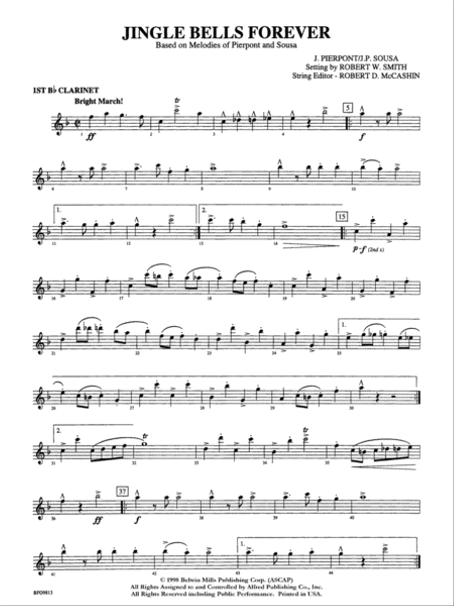 Jingle Bells Forever: 1st B-flat Clarinet Full Orchestra scores gallery preview page 1