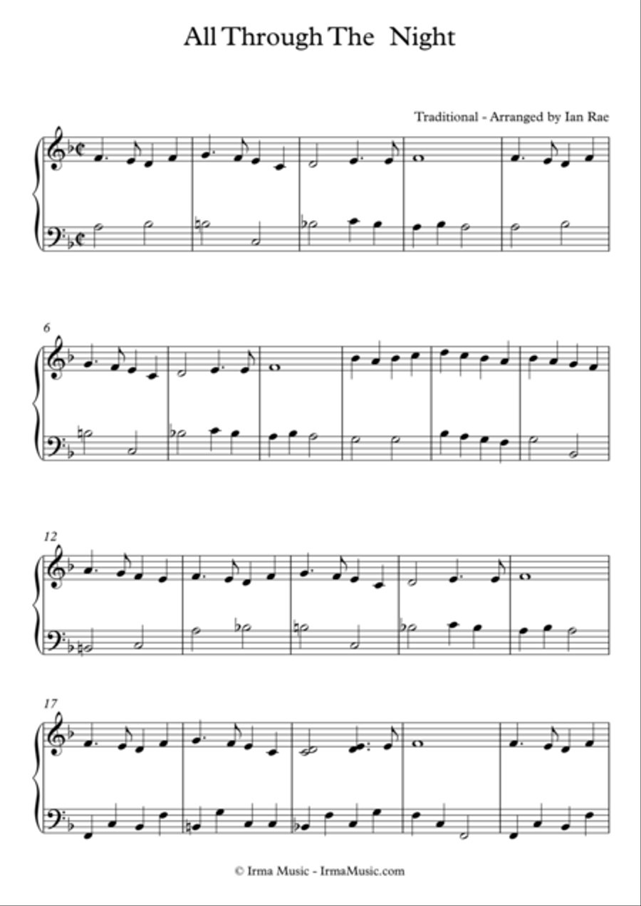 All Through The Night Easy Piano scores gallery preview page 1