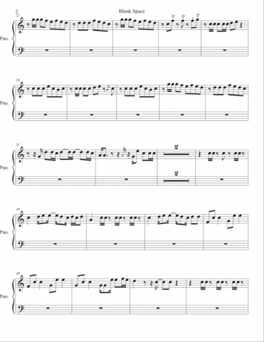 Blank Space Blank Space Easy Piano scores gallery preview page 2