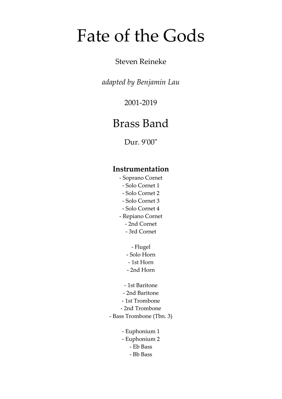 Fate of the Gods for Brass Band Brass Band scores gallery preview page 1