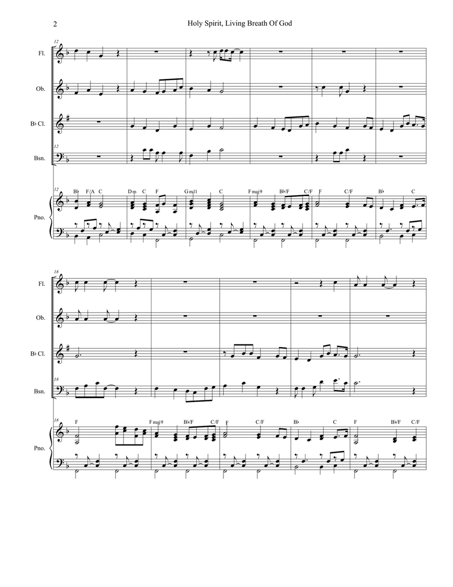 Holy Spirit, Living Breath Of God Woodwind Quartet scores gallery preview page 2