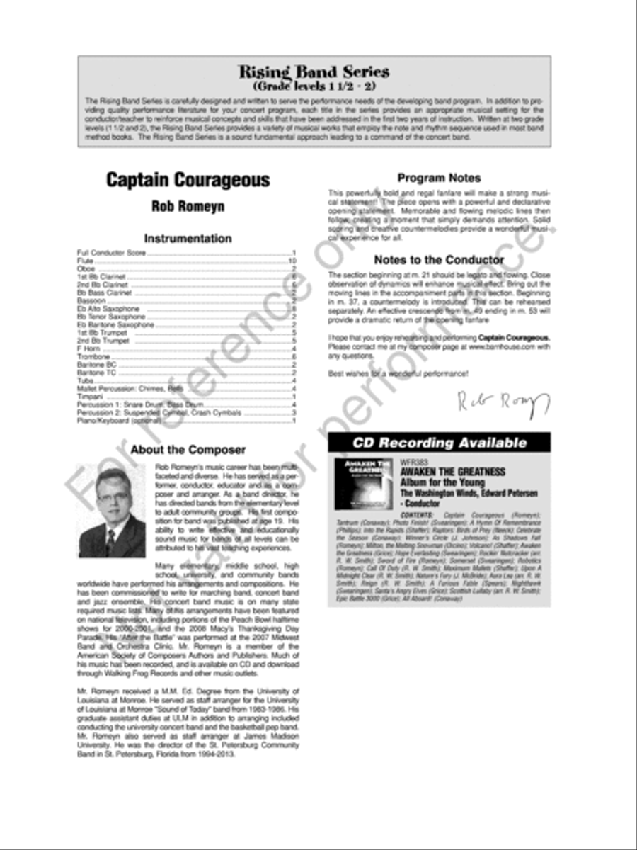 Captain Courageous Concert Band scores gallery preview page 3