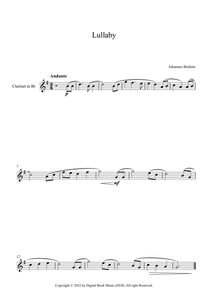 Lullaby - Johannes Brahms (Clarinet)