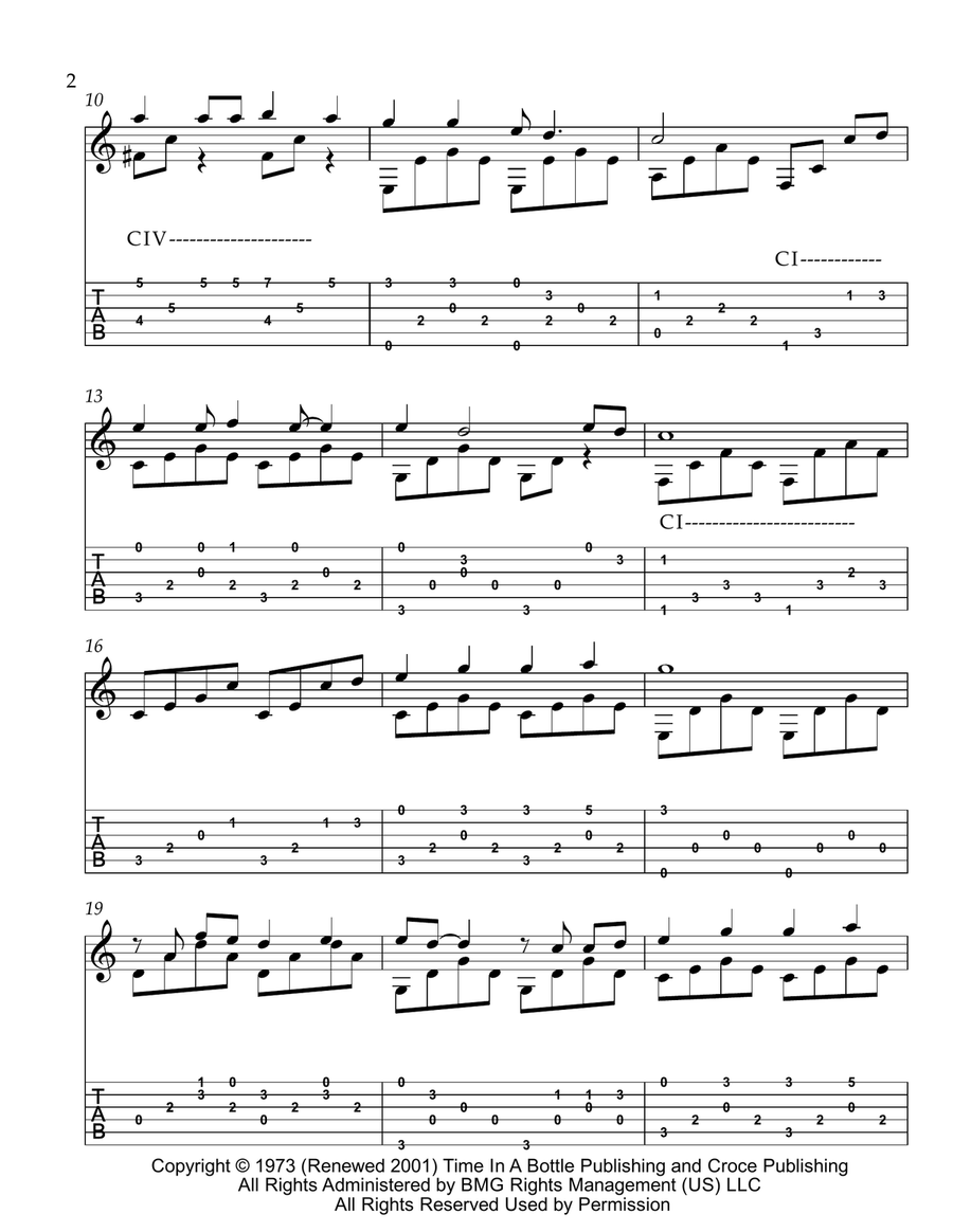 I'll Have To Say I Love You In A Song Guitar Tablature scores gallery preview page 2