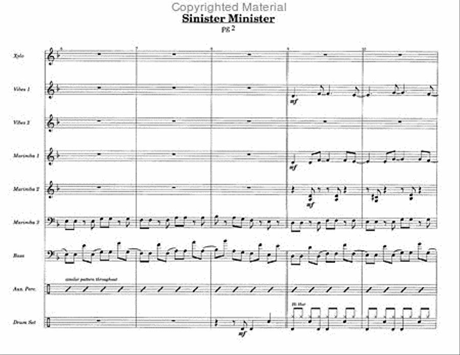 Sinister Minister, The Percussion Ensemble scores gallery preview page 3