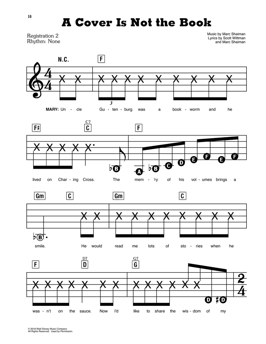 A Cover Is Not The Book (from Mary Poppins Returns) Electronic Keyboard scores gallery preview page 1