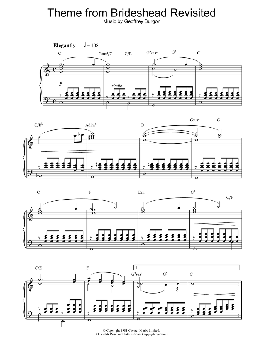 Brideshead Revisited Piano Solo scores gallery preview page 1