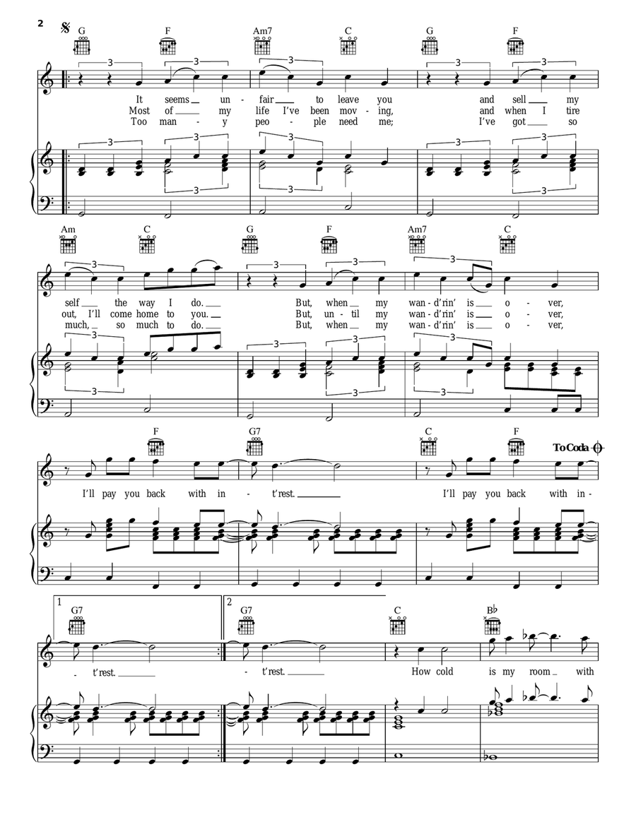 Pay You Back With Interest Piano, Vocal, Guitar scores gallery preview page 2