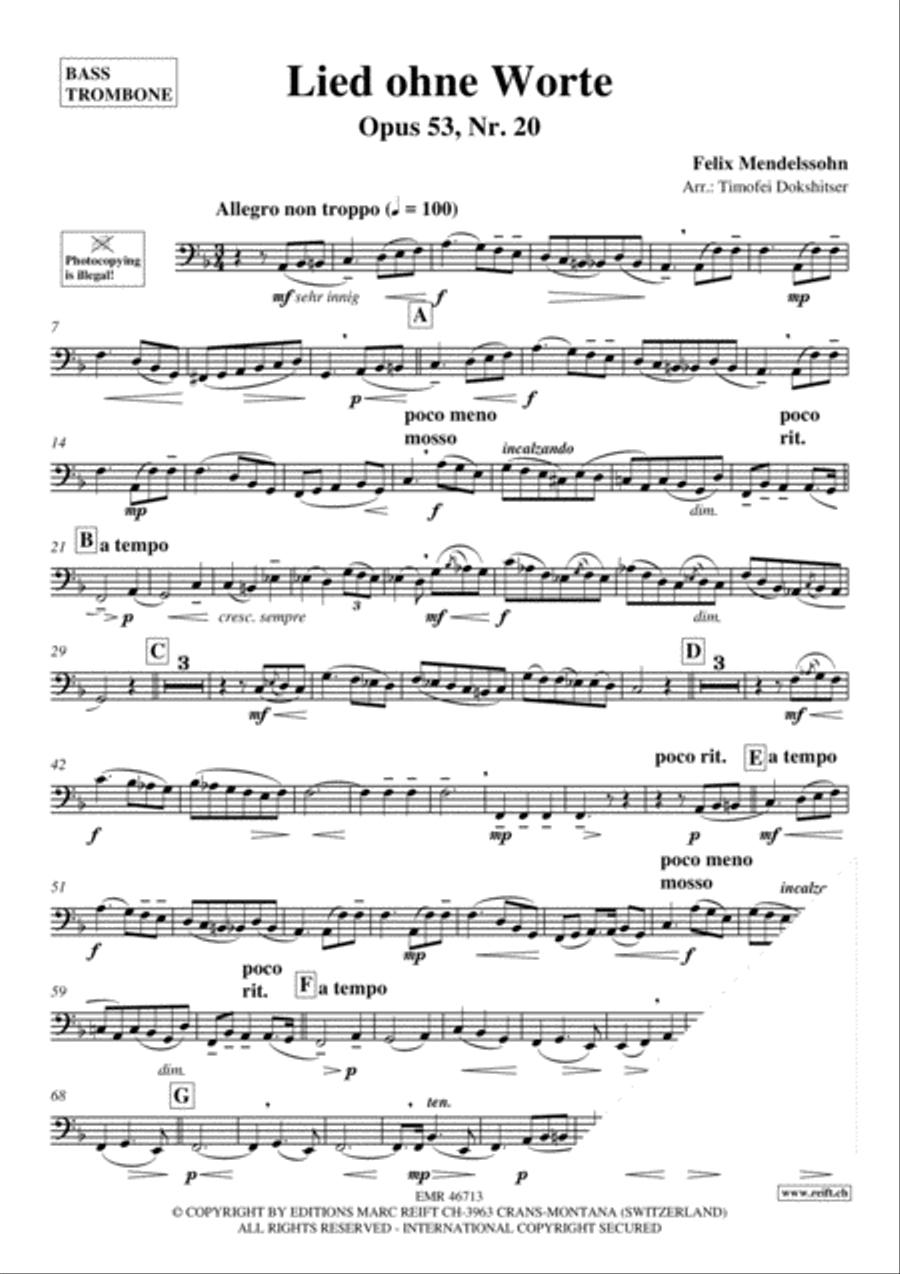 3 Lieder ohne Worte Bass Trombone scores gallery preview page 3