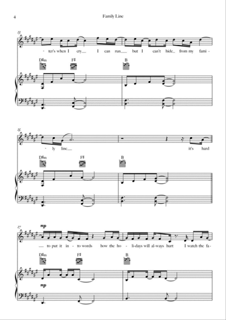 Family Line Piano, Vocal, Guitar scores gallery preview page 4