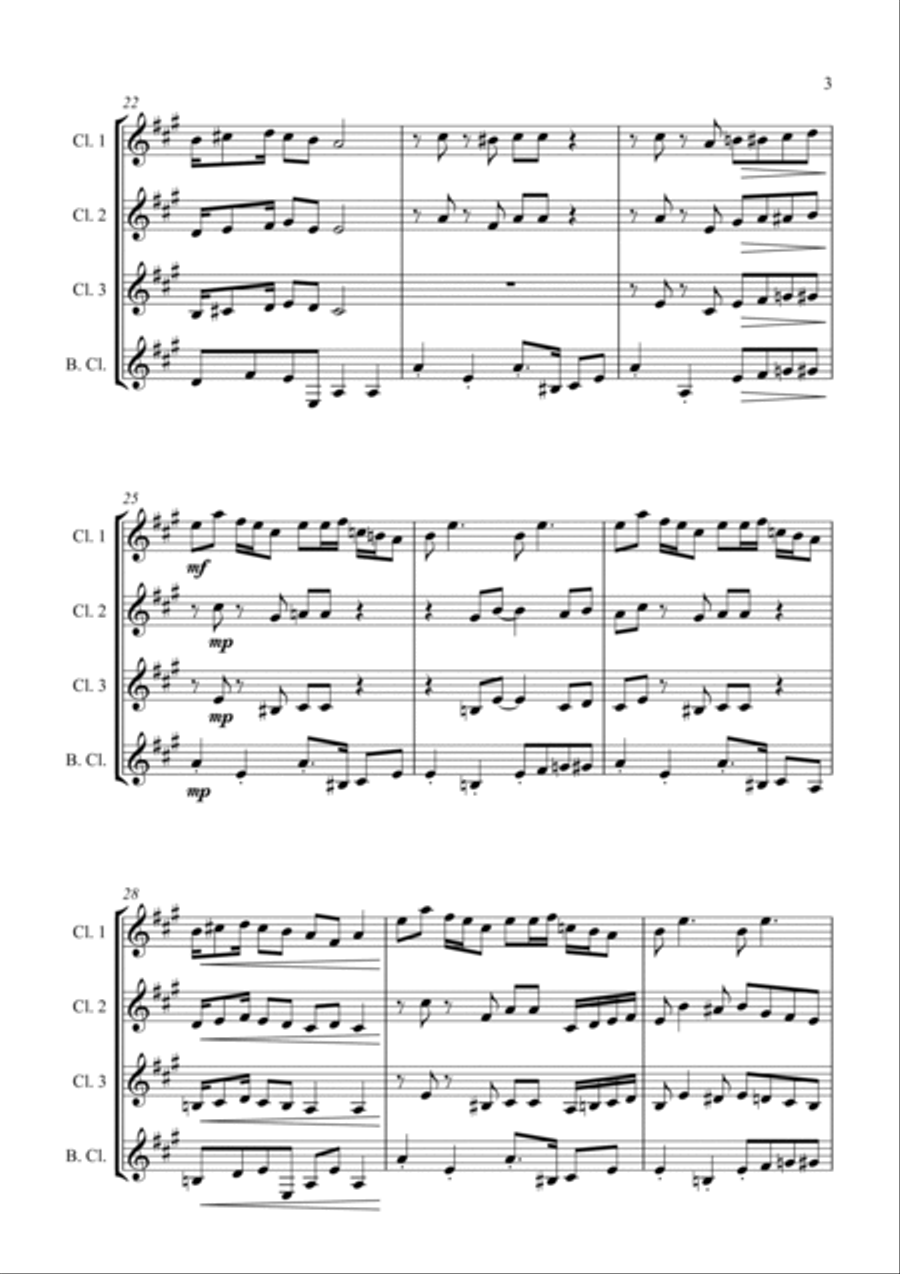 Camptown Races - For Clarinet Quartet Clarinet Quartet scores gallery preview page 3