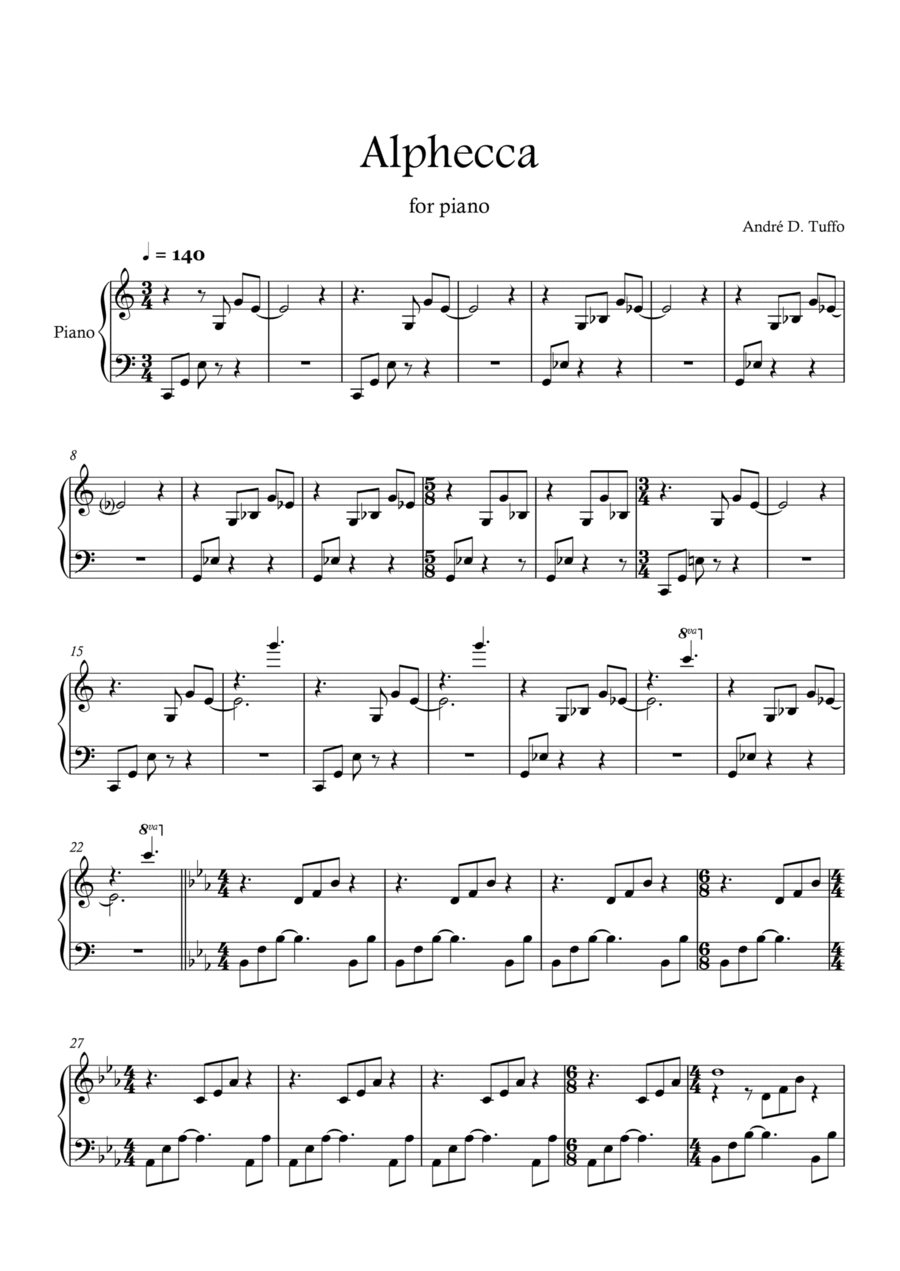 Alphecca ( piano solo Minimalism ) Piano Method scores gallery preview page 1
