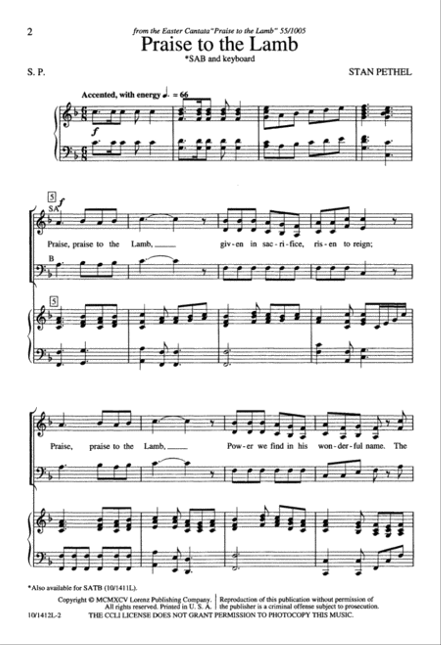 Praise to the Lamb Praise to the Lamb 3-Part scores gallery preview page 2