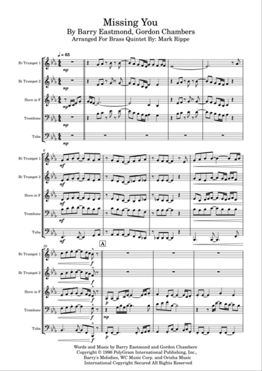 Missing You Brass Ensemble scores gallery preview page 3