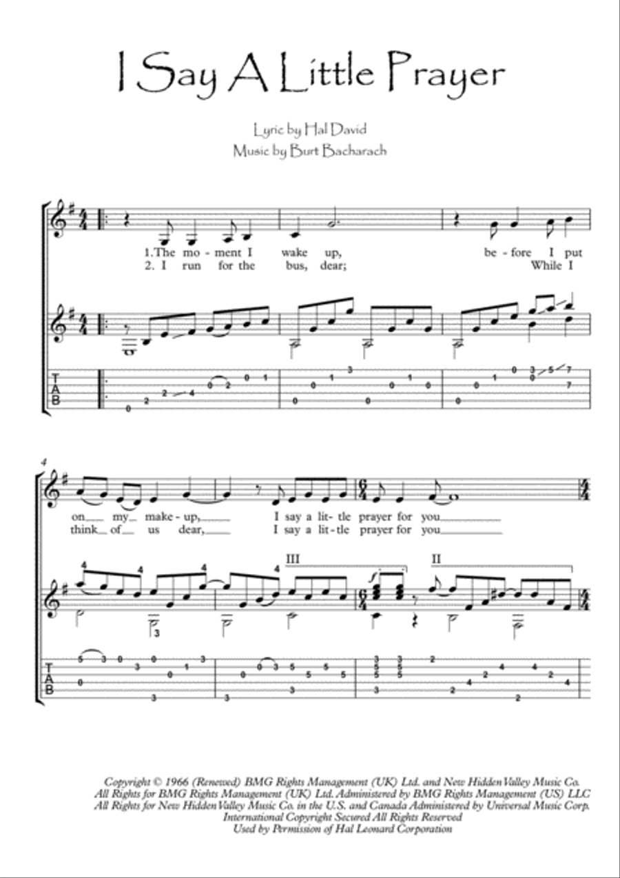 I Say A Little Prayer Electric Guitar scores gallery preview page 1