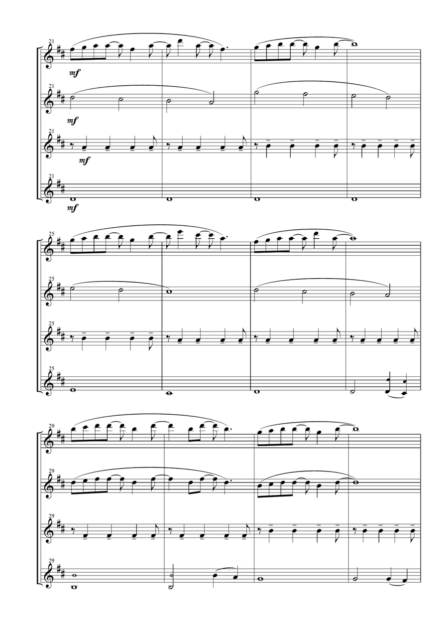 Forrest Gump - Main Title (Feather Theme) from the Paramount Motion Picture FORREST GUMP Woodwind Quartet scores gallery preview page 4