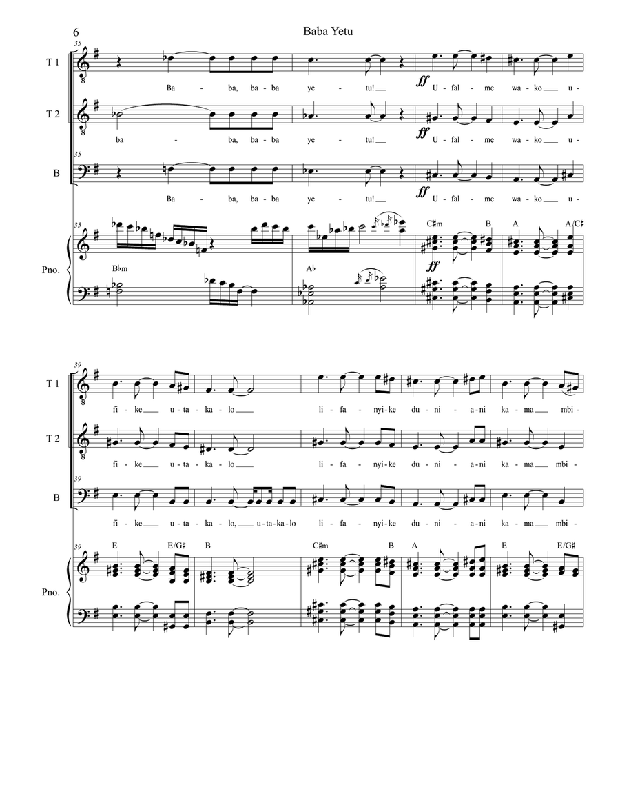 Baba Yetu TTB scores gallery preview page 6