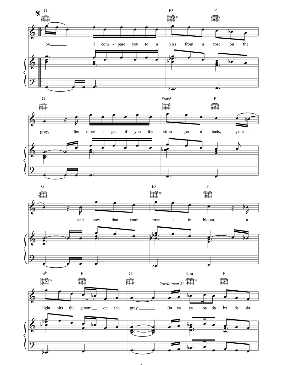 Kiss From A Rose Piano, Vocal, Guitar scores gallery preview page 3