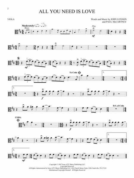 The Beatles – Instrumental Play-Along by The Beatles Viola Solo - Sheet Music