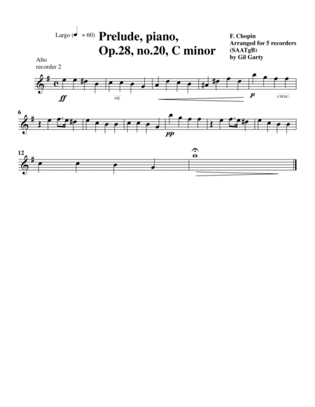 Prelude, Op.28,no.20 (arrangement for 5 recorders)