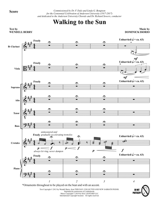 Book cover for Walking To The Sun - Score